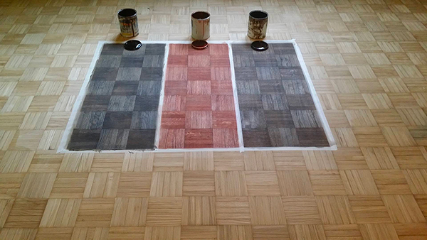 prove colore per cambiare il colore e per verniciare un pavimento in parquet da chiaro e scuro, rosso, mogano, grigio, o sbiancato a Milano
