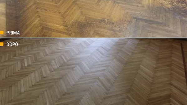 Lamatura di un pavimento a Milano cpn vernice a solvente