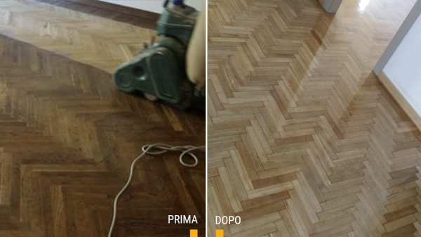 LEVIGARE MARMI E PARQUET MILANO: levigare, lucidare, lamare e stuccare una stanza con pavimento in parquet con vernce ad acqua semi lucida