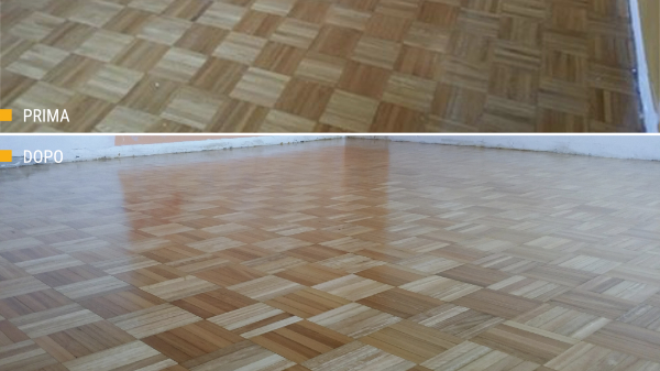 lucidare, levigare un pavimento rovinato in  parquet prefinito o massello